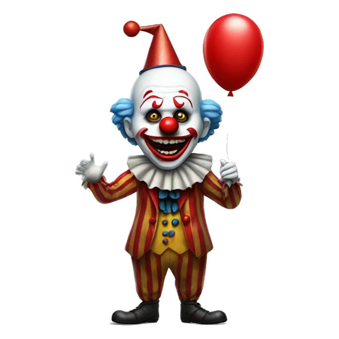 Scary clown holding red balloon sticker