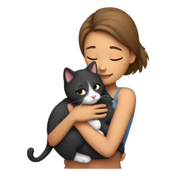 Girl hugging her cat sticker