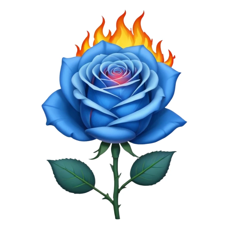 Blue rose in big flame sticker