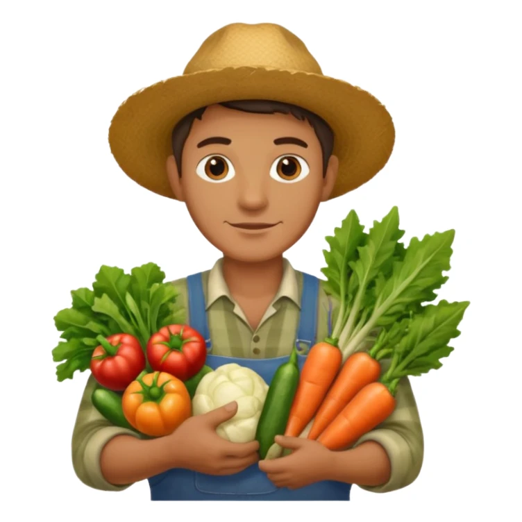 farmer man holding vegetables sticker