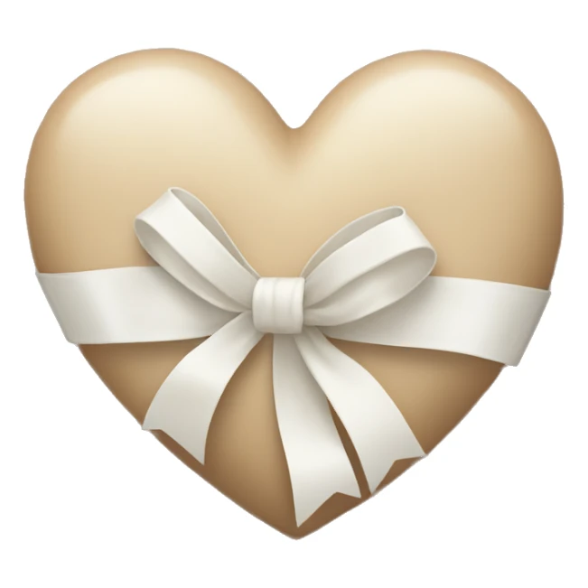 Beige heart with white ribbon sticker