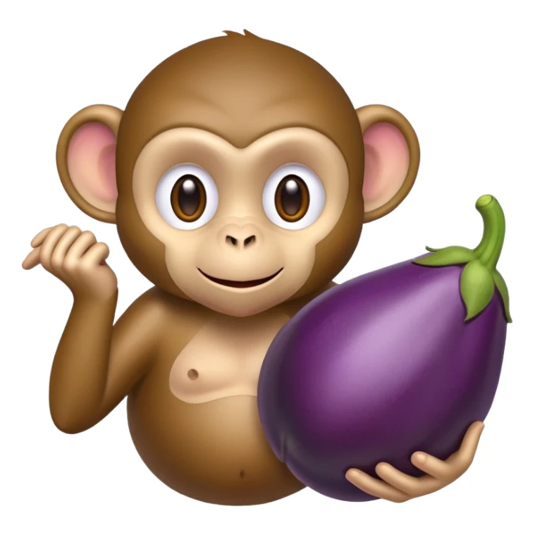 Monkey holding egg plant  sticker