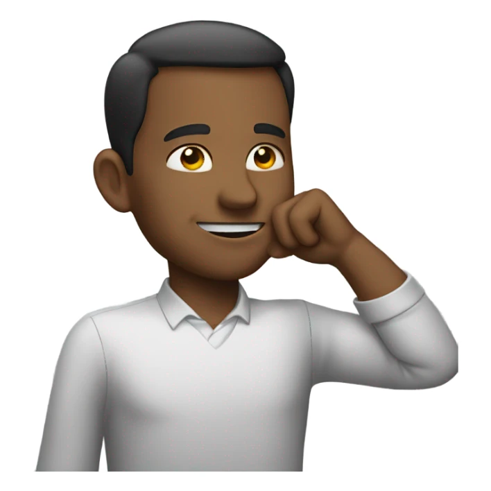 smirk with putting hand behind ear sticker