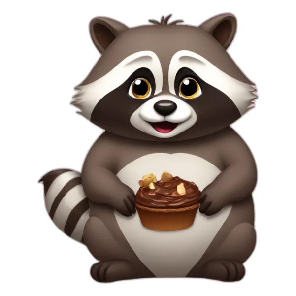 fat raccoon with chocolate sticker
