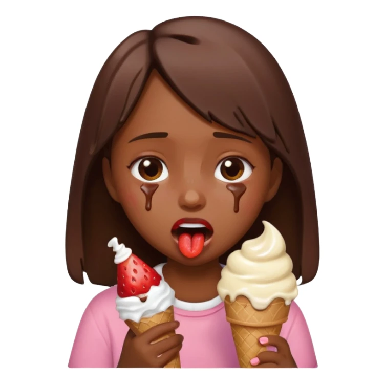 a crying girl with ice cream   sticker