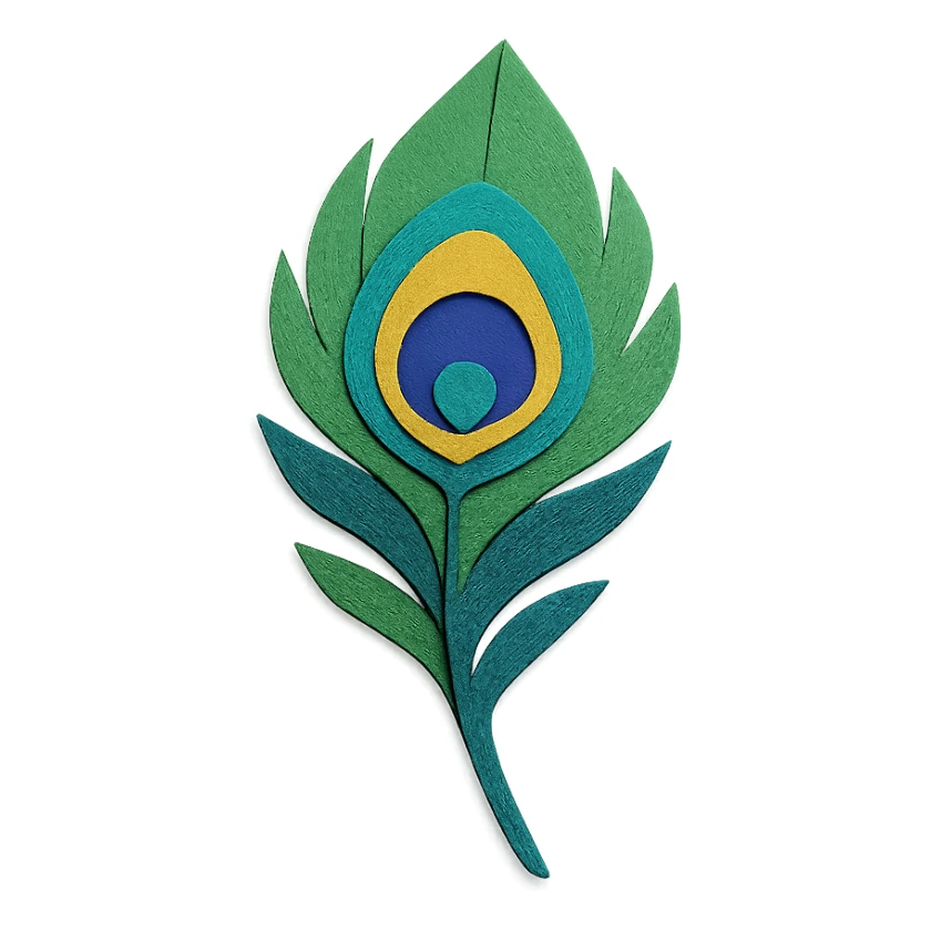 peacock feather in paper craft style sticker