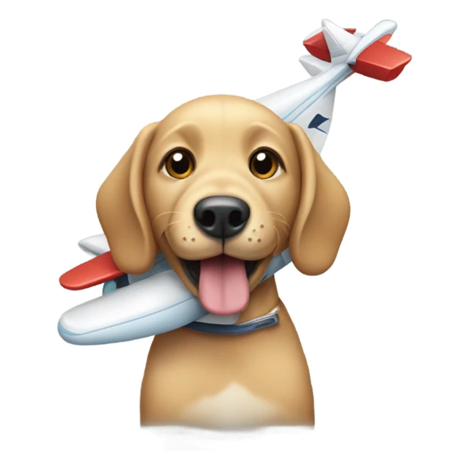 dog eating airplane  sticker