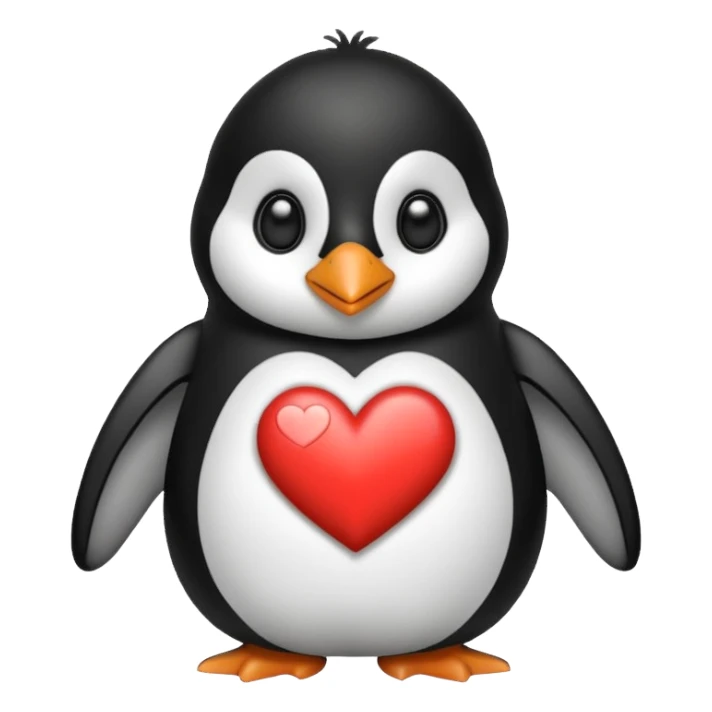 Penguin with heart  sticker