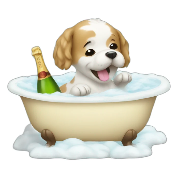cute dogs in a champagne bubble bath sticker