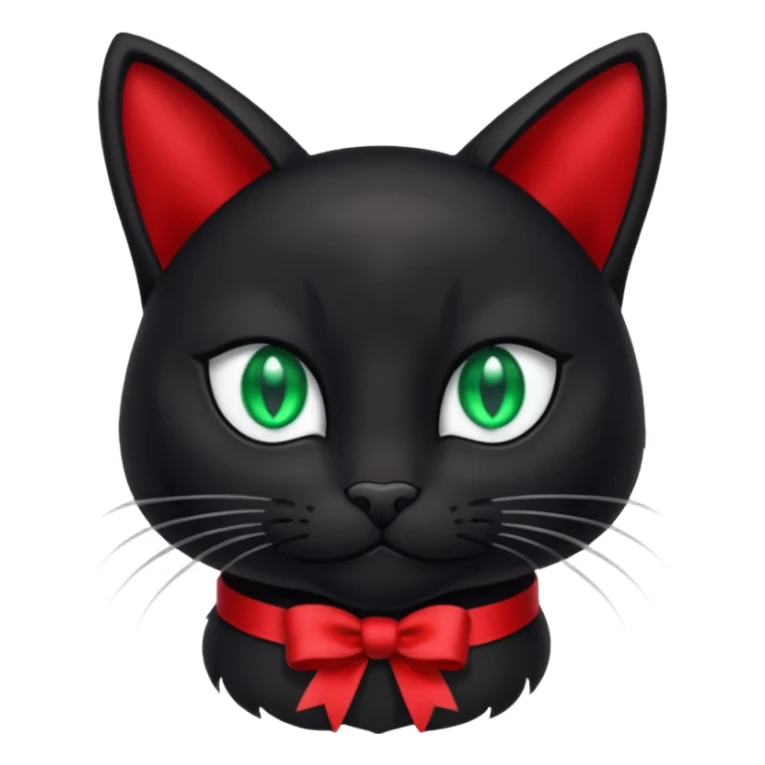 Black cat with red 🎀 emoji sticker