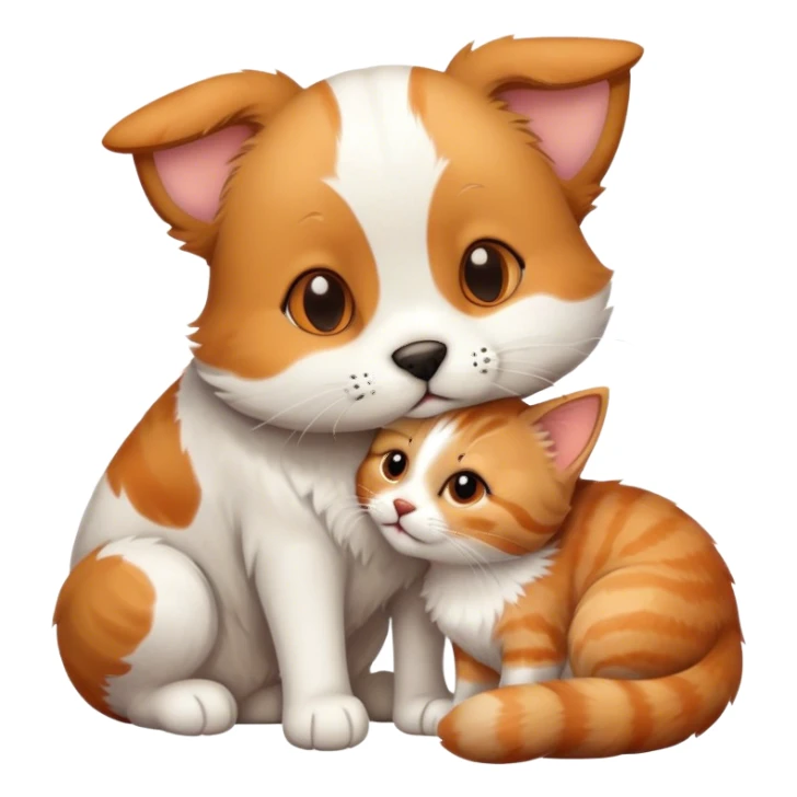 A cat kissing a dog sticker