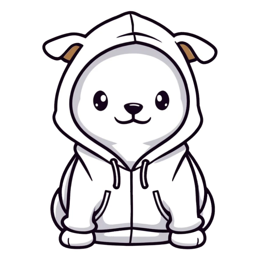 Dog wearing a hoodie sticker