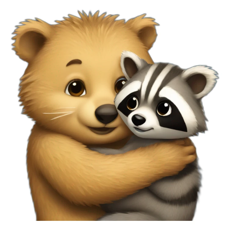 quokka hugging racoon sticker