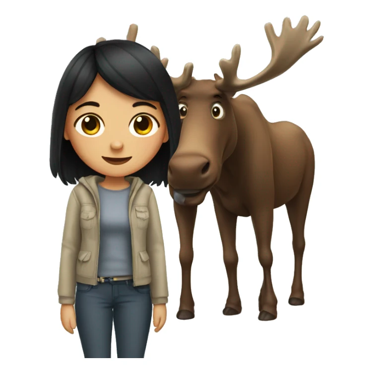 black haired girl and a moose  sticker
