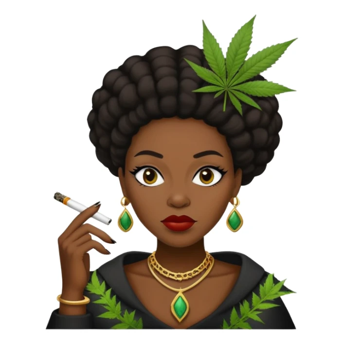 Black queen smoking weed sticker