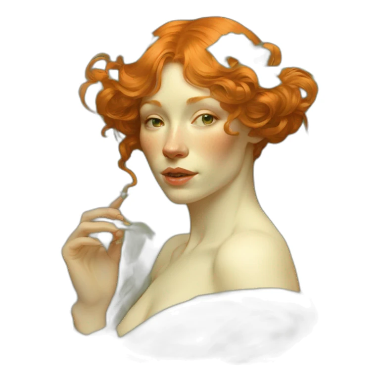 Ginger woman alphonse mucha sticker