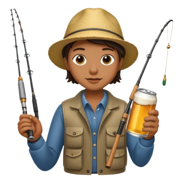 fishing rod with beer on the end  sticker