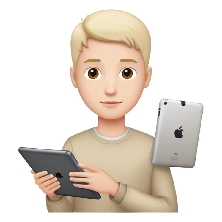 ipad placed horizontally in hands sticker