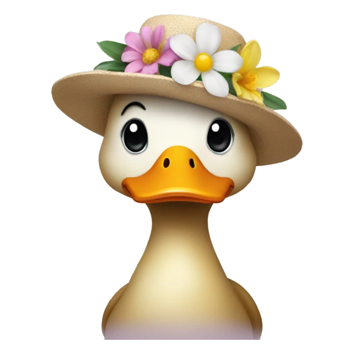 Duck with flower hat sticker
