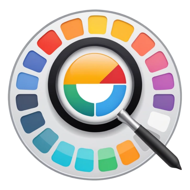 digital screen showing a basic logo being edited, with vector handles and a color palette sticker