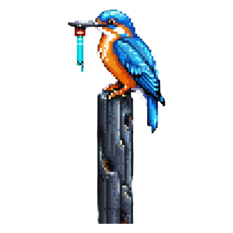 kingfisher bird on a tall tower sticker