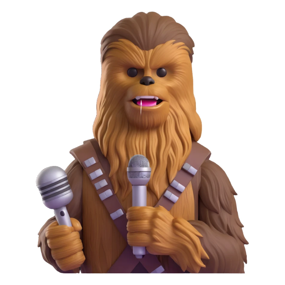 Chewbacca holding a microphone, spotlight effect sticker