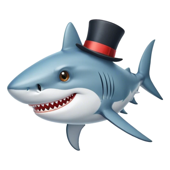 Shark with a top hat sticker