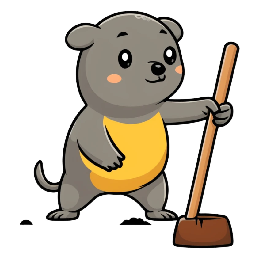 person whacking a mole with a mallet sticker
