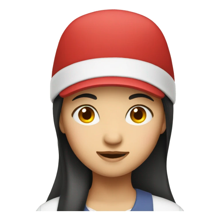 asian girl with red hat sticker