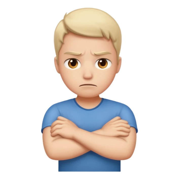 upset face with arms crossed sticker