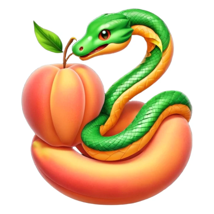 serpent coiled around glowing peach sticker