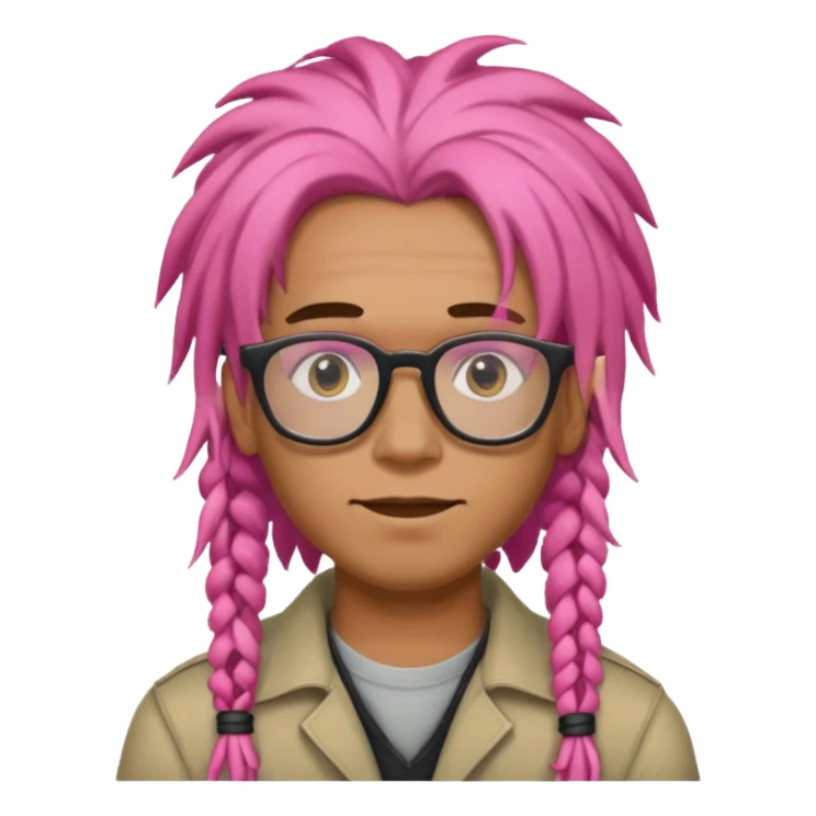 pink dreadlock guy with rectangle glassess sticker