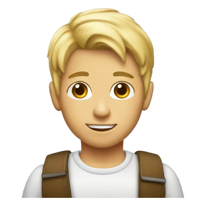 A blond boy whit classes sticker