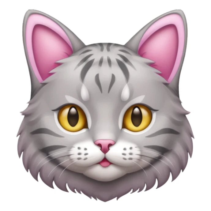 grey tabby cat: pink ears fur sticker