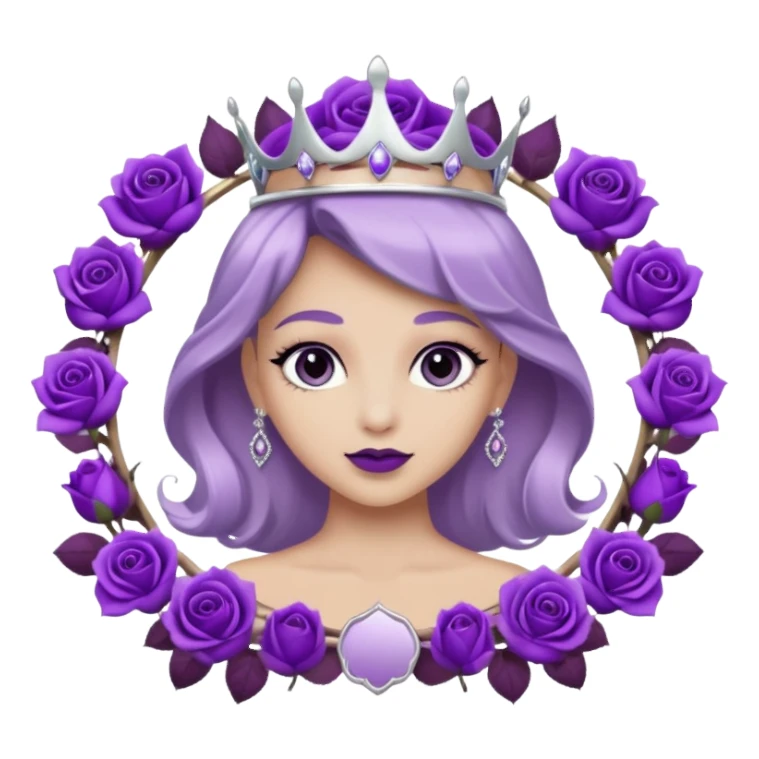 Purple shadow rose silver circle plaque with silver tiara sticker