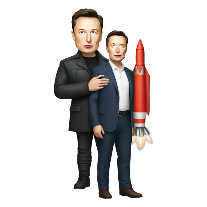 elon musk with rocket in hand sticker