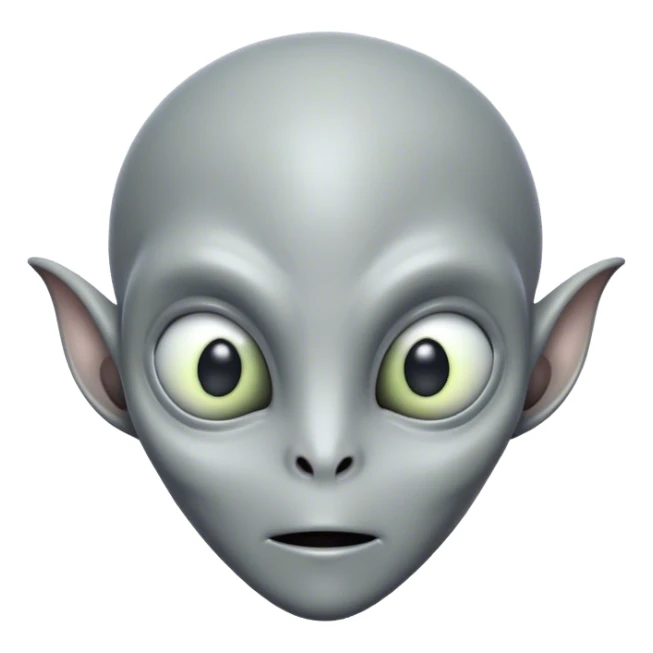 gray alien head without ears, minimal details, no ears sticker