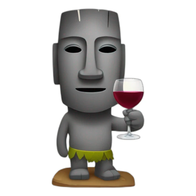 moai with wine glass sticker