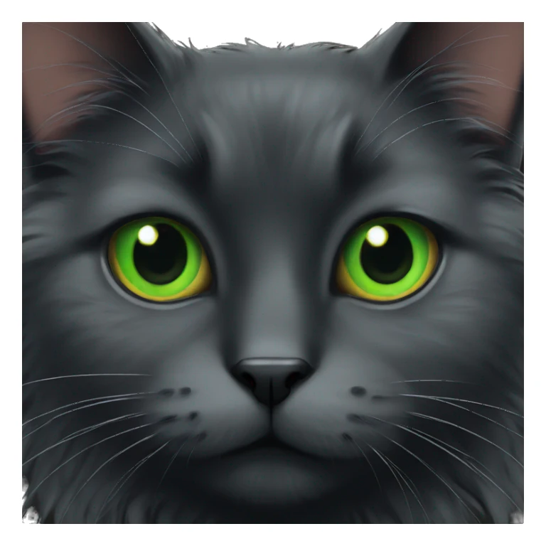 black fluffy cat green eyes sticker