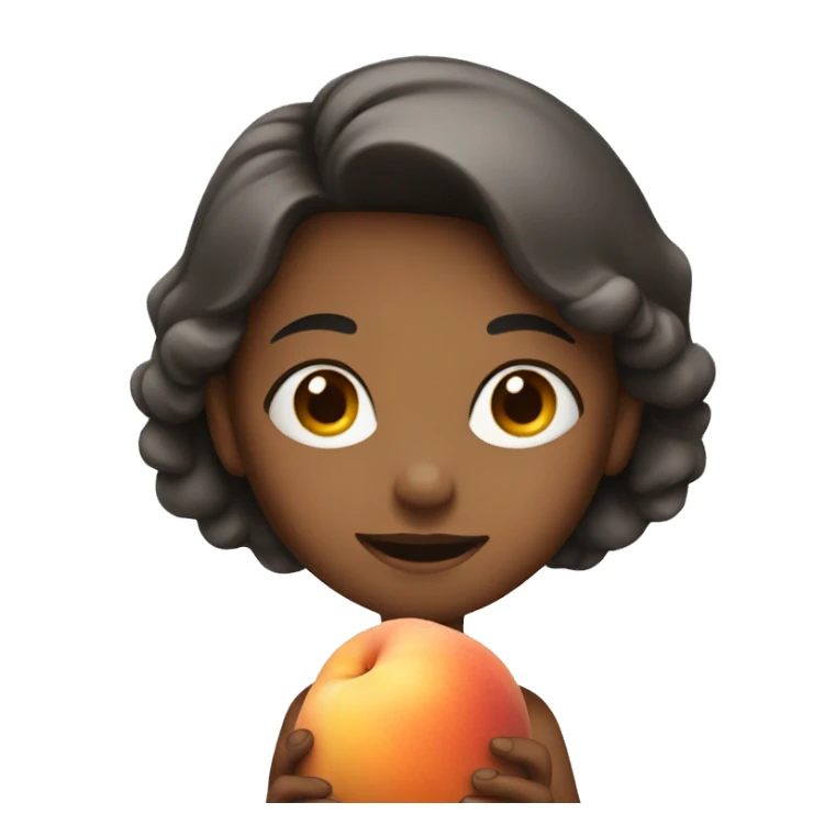 A girl with a peach sticker