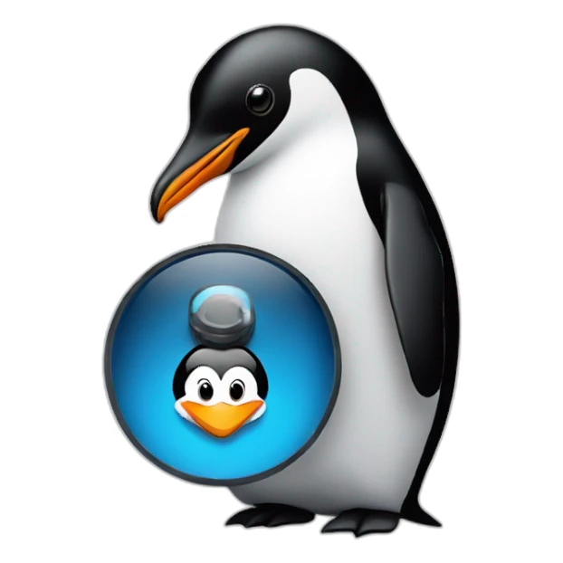 penguin with dell logo sticker