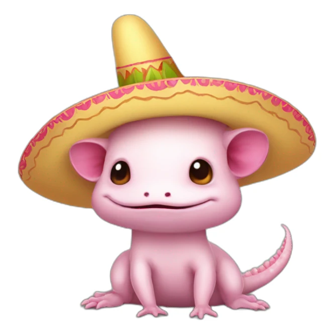Axolotl with a sombrero cute sticker