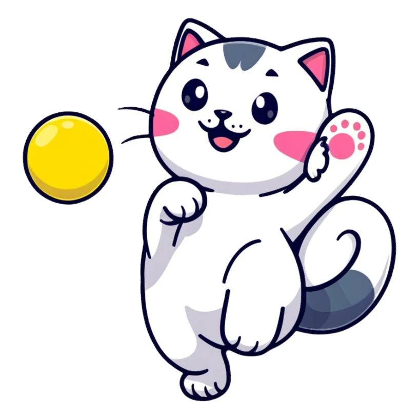 Cat juggling balls sticker