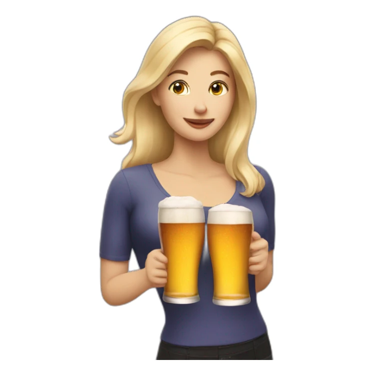 blonde woman holding two beers sticker