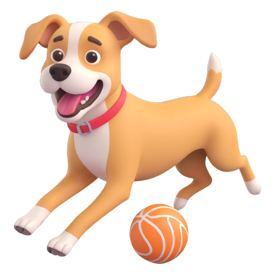 happy dog running after ball sticker