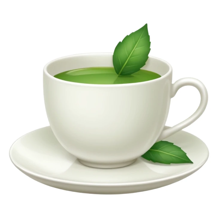 White tea cup with leaf on the plate sticker