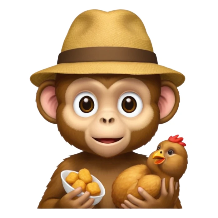 Monkey with a hat and chicken nuggets sticker
