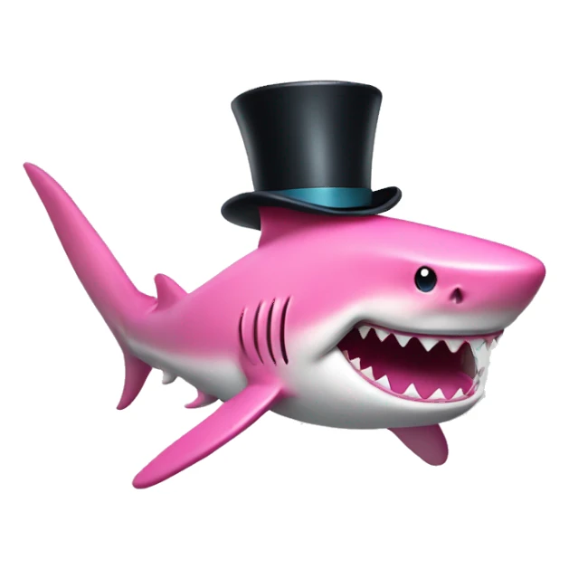 Pink shark with top hat sticker