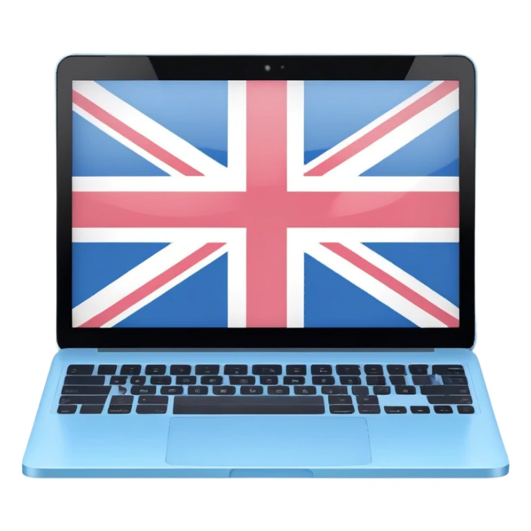 pastel laptop on the screen British flag sticker