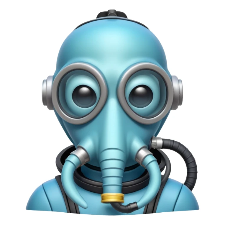 Squidward blue big nose scuba diving sticker